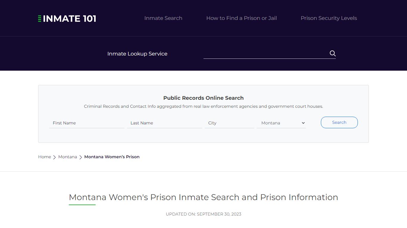 Montana Women's Prison Inmate Search and Prison Information